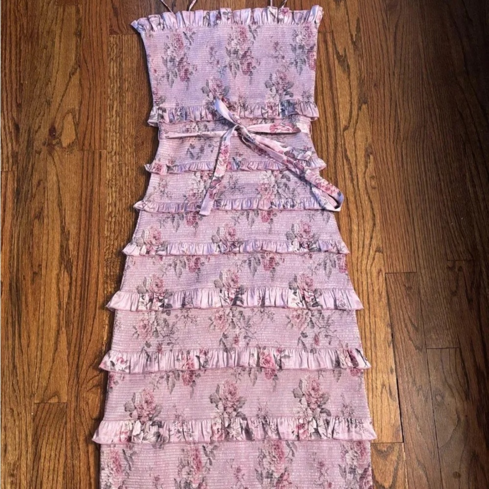 v champman floral midi dress